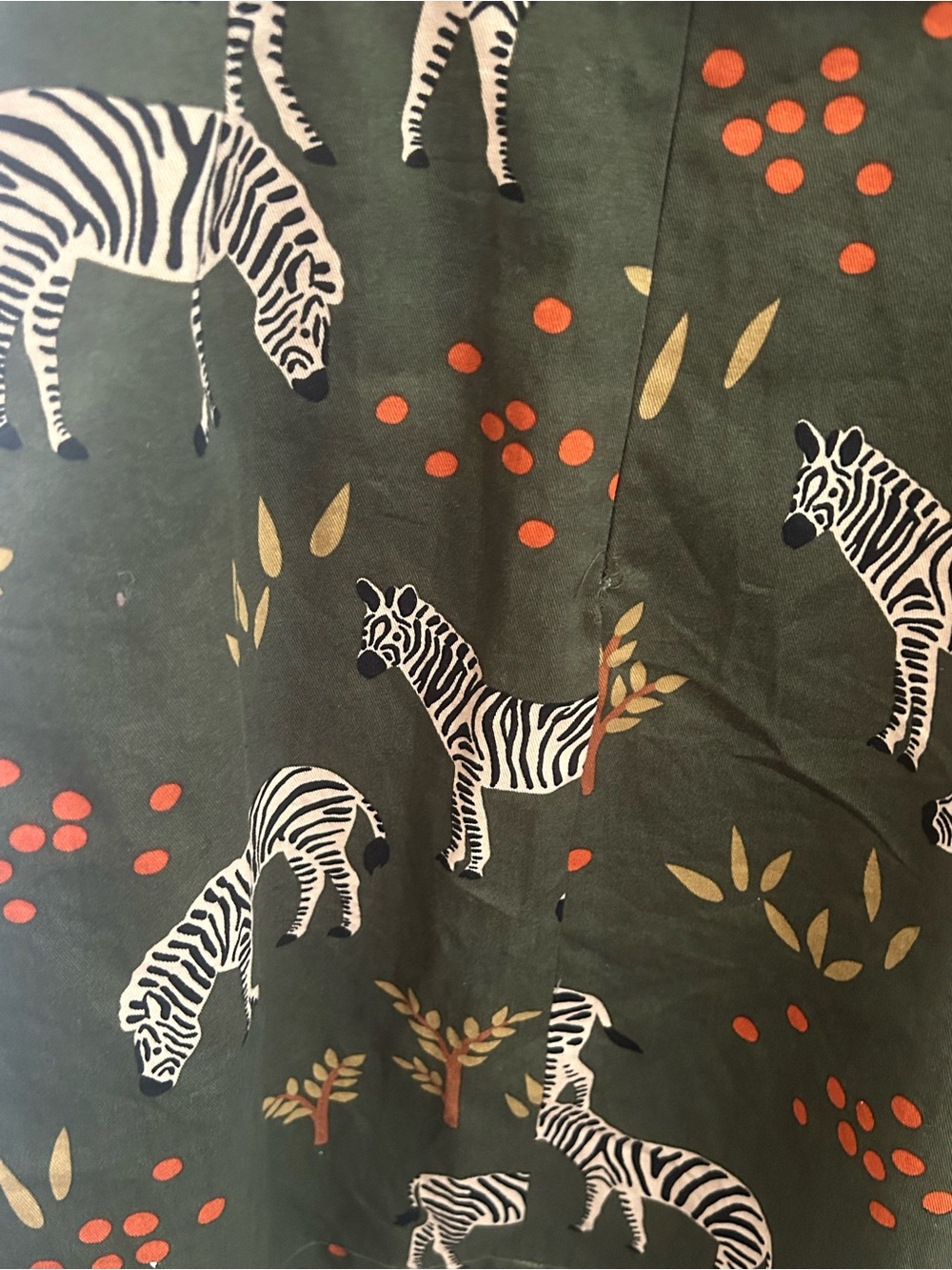 Princess Highway Olive Green Zebra Print Midi Dress with Cream and Rust Accents - Picture 6 of 7